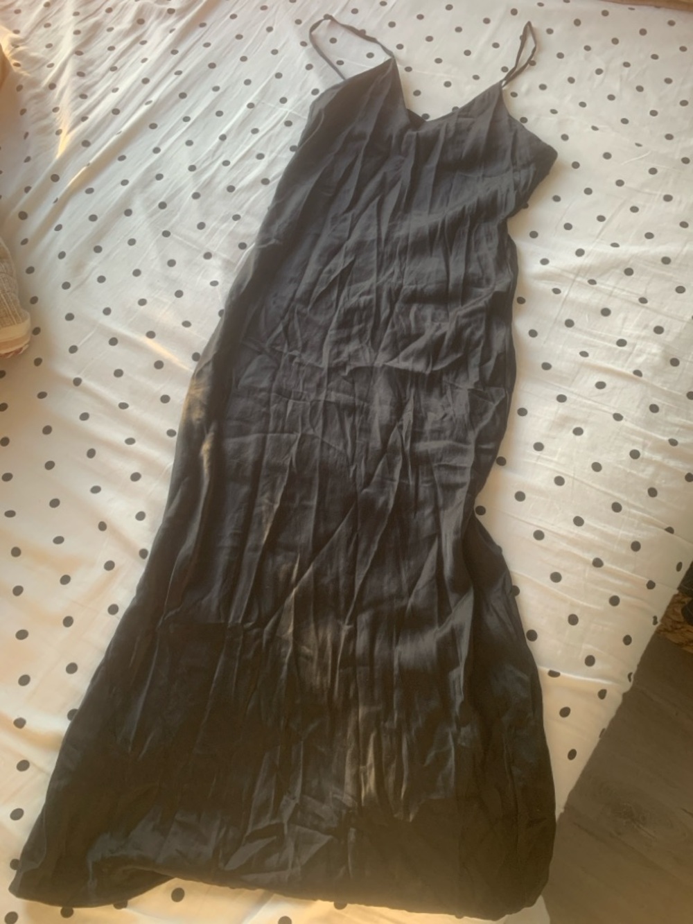 100% Black Slip Dress with Spaghetti Straps
